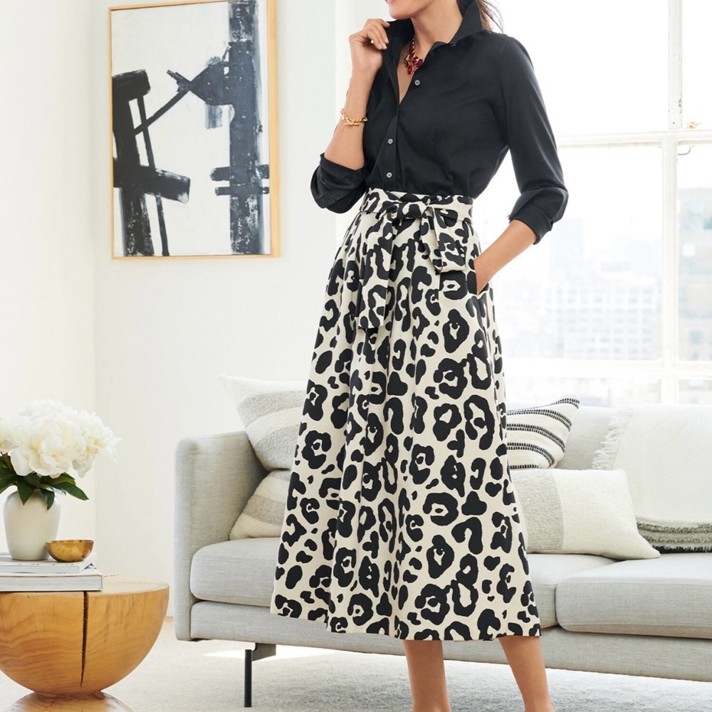 NWT Talbots Leopard Print Midi Skirt